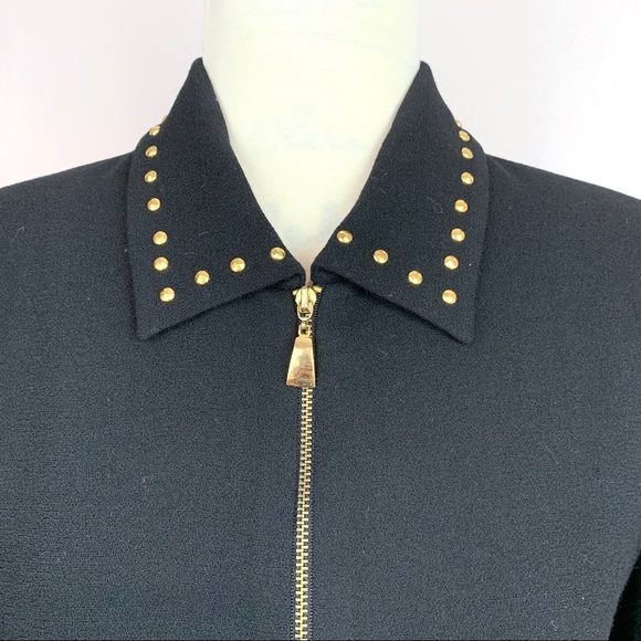 Cache Classic Zip Up Black Blazer Size 10 - Picture 7 of 11